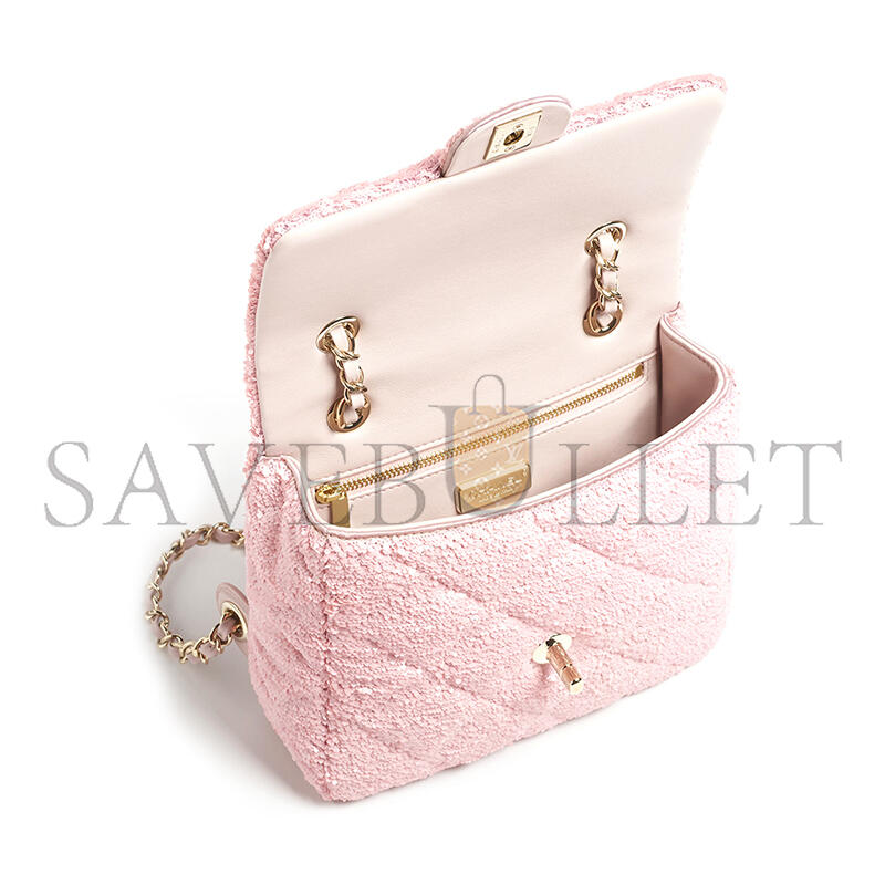 Ch**el quilted sequins & gold-tone metal pink backpack as5711 (21*17*7cm)